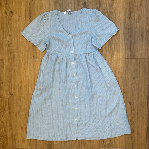 Madewell Light Blue Striped Button-Front Midi Dress - Picture 5 of 11